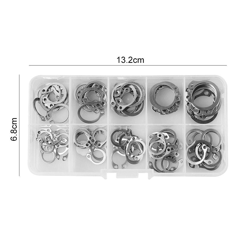 100PCS Durable Holes Shaft Stainless Steel Lock Snap Ring Collar Washer E-type Cir Clip Circlip Set