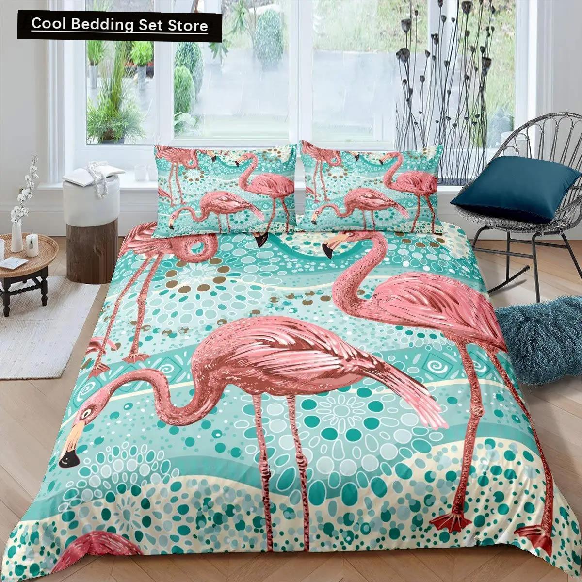 

Фламинго пододеяльник комплект постельного белья для девочек цветы тропические животные розовый цветочный полиэстер одеяло покрывало для девочек детей женщин EU single(135x200cm)