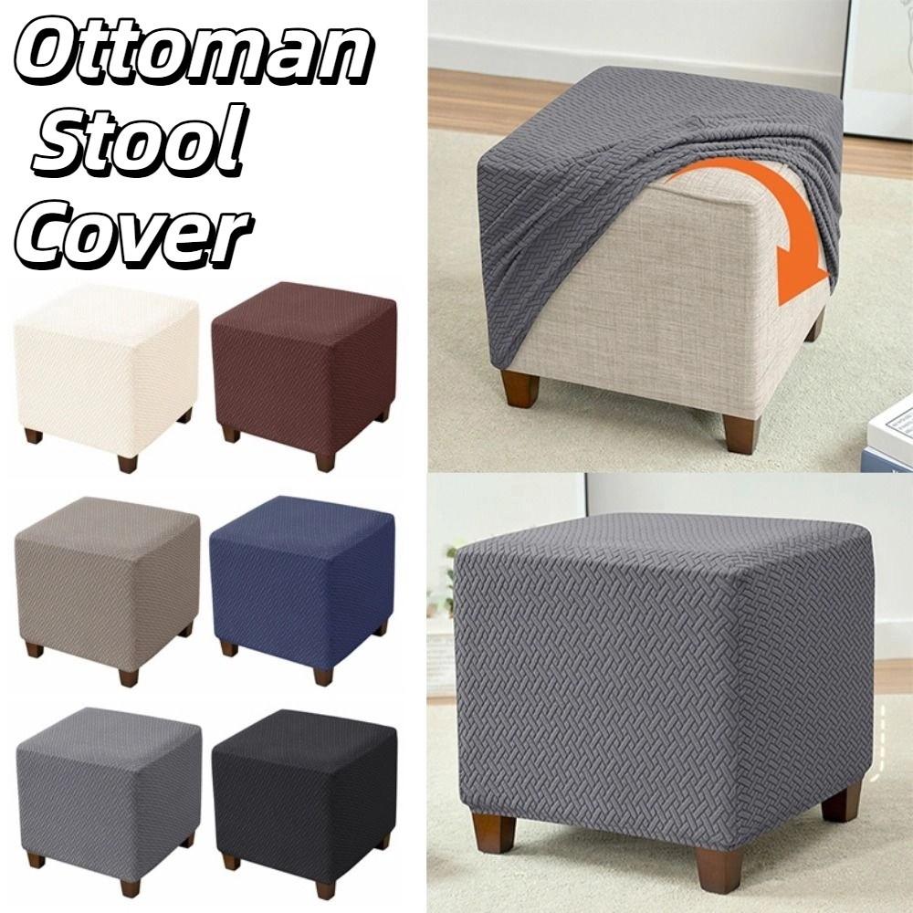 Universelle Hockerhülle Ottoman Stretchbar Jacquard-Design Sofafußstütze Überwürfe Verdickte Staubdichte Jacquard-Hockerabdeckung