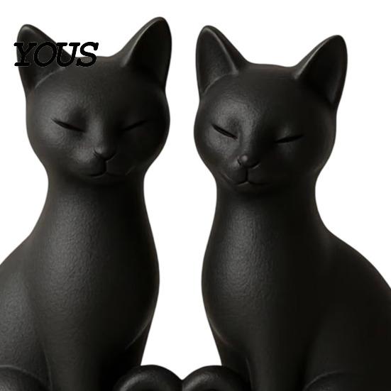 Love Heart Cat Decoration 3D Printed Couple Figurine, Minimalist Heart-Shaped Sculpture, Figurines Romantic Ornaments for Home Office Durable