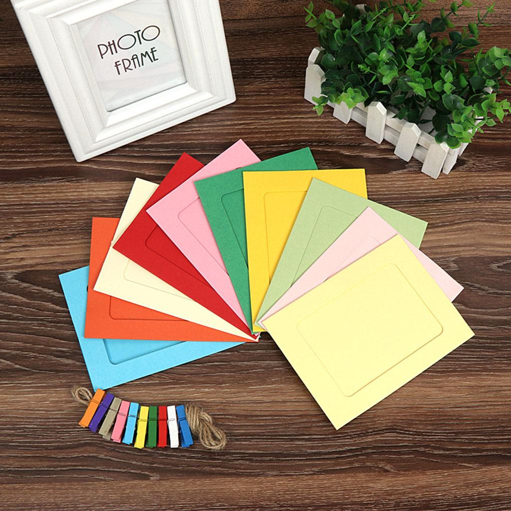 KOGOTA 10pcs Colorful Paper Photo DIY Wall String Clip Picture Hanging Album Frame Party Decorations