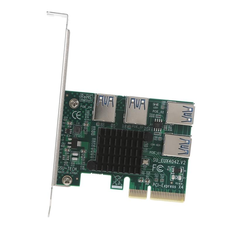 PCI-e 1 to PCIE 4 PCI-express Adapter 4x to 16x Mining r Card 1 to 4 USB 3.0 Multiplier Card for  Mining