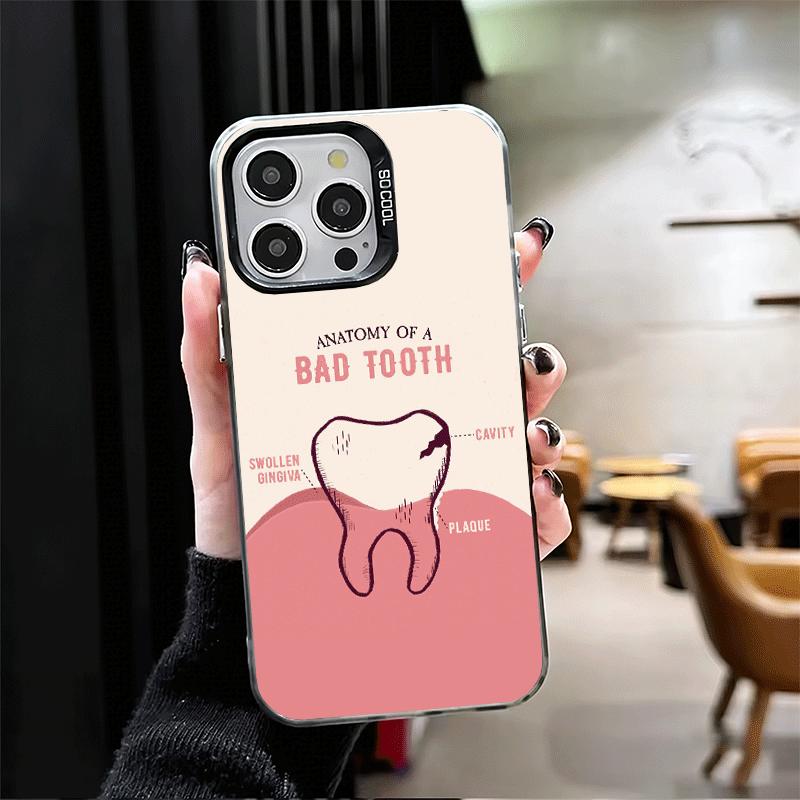 Tooth Dentist Pattern Shockproof Phone Case for iPhone 17 Air 16 16E 15 Pro Max 14 Plus 13 Mini 12 Back Cover Anti Fall Fundas