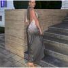Elegantné dámske šaty Pruhované sexy slim fit šaty bez chrbta Úzke šnurovanie Župan bez rukávov Letné dámske elegantné spoločenské šaty
