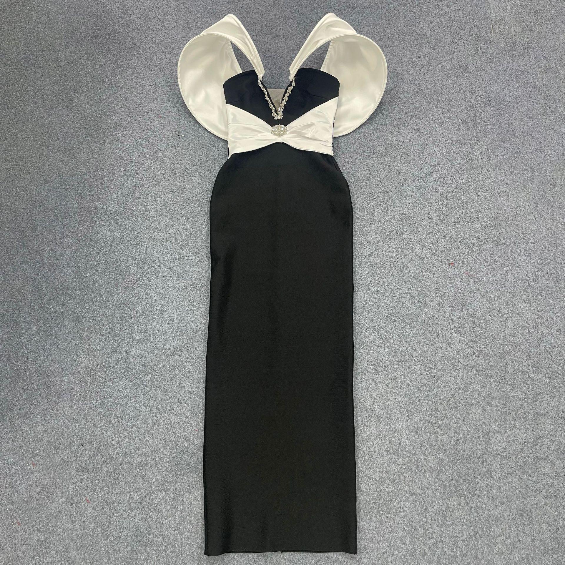 Women s Sexy Deep V One-Shoulder Bandage Formal Dress Large чёрный