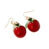 Japanese & Korean Cherry Earrings: Internet Trend, Exquisite Green Leaf Design, Cute Cartoon Resin Style for Students