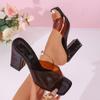 Women High Heel Sandals Summer Square Toe Open Toe Women Sandals Elegant Casual High Heel Shoes for Women