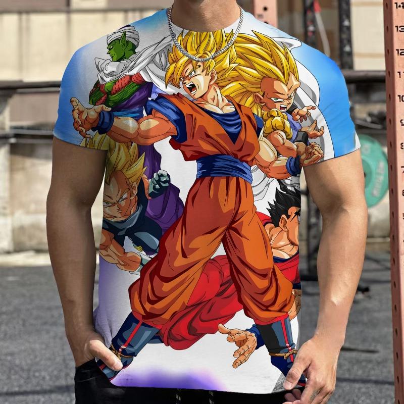 2026 Summer Dragon Ball Retro Fitness T-shirt Men's Oversized 3D Printed Short-sleeved Family Unisex Children's Sports Shirt
