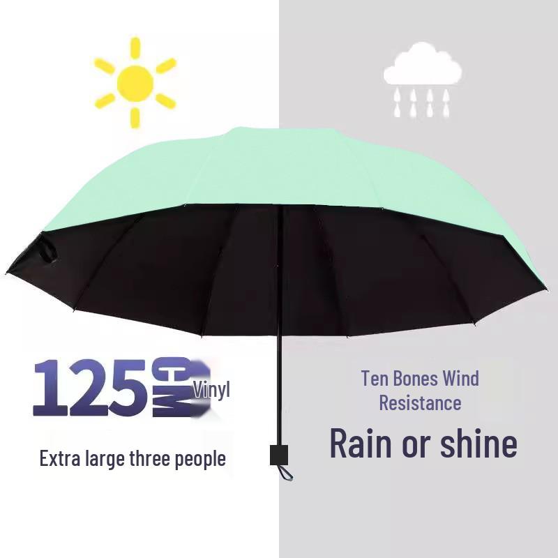Extra-Large Three-Fold Umbrella for Men & Women - 12-Bone, Dual-Use for Sun & Rain, Fits Up To Three People