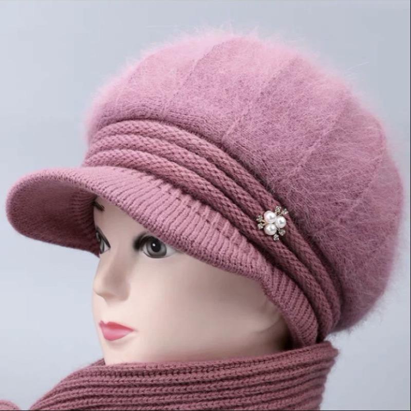 Winter Hat Female Rabbit Plush Old Plush Thermal Hat Old Lady Knitted Wool Hat