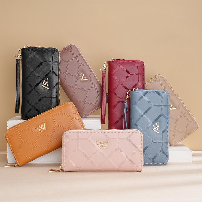 IELGY Ladies Long Wallet Diamond Double Zipper Fashion All-Match Wallet