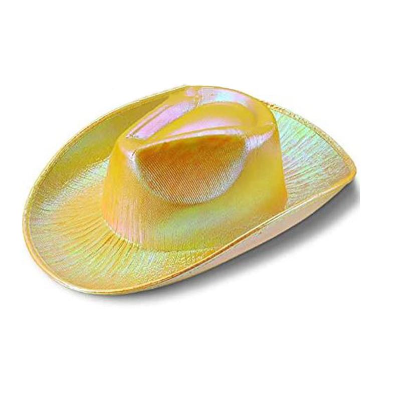 Cowboy Hat Christmas Stage Carnival Party Pink Fluorescent Colorful Cowboy Hat Compound Laser Hat Western Style Illusion