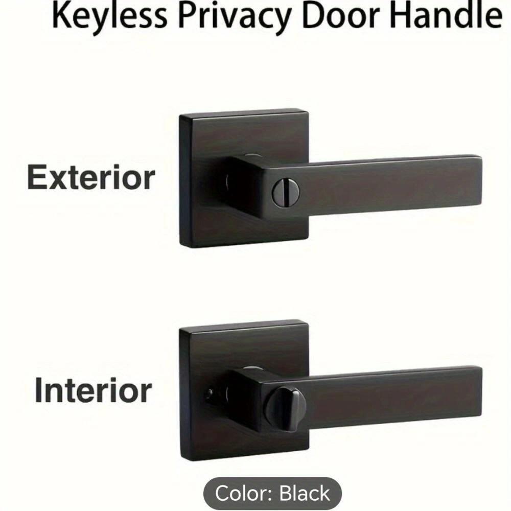 1 pair Black Door Handles Privacy Door Levers, Interior Door Knobs Square Door Levers Heavy Duty Door Locks for Bedroom Bathroom