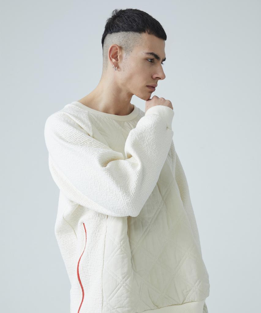 ZAKOPANE Geometric Quilted Sweatshirt Ivory