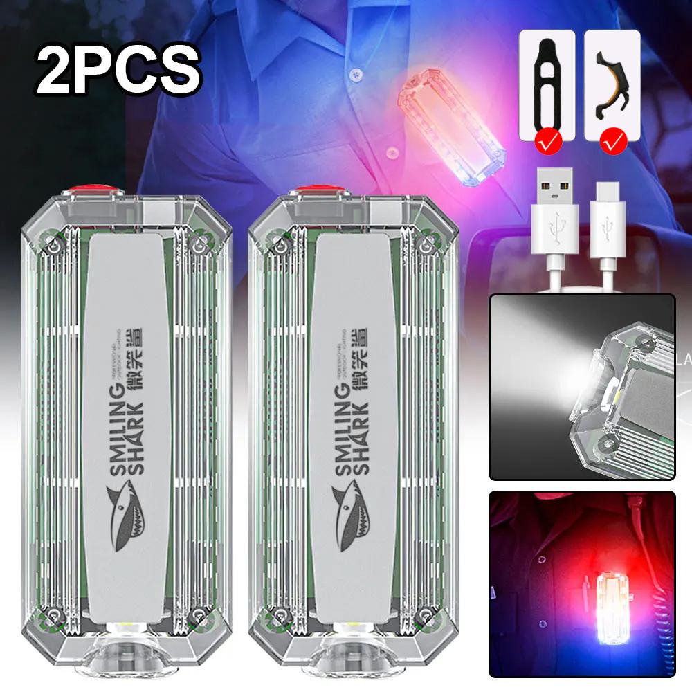 1/2 buc. roșu albastru LED stroboscop lampă de avertizare pentru poliție cu clemă de umăr lanternă pentru alergare în aer liber Lampă reîncărcabilă pentru cască de siguranță