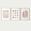 3pcs Frameless Modern Abstract Wall Art,Beige Minimalism and Polka Dot Stripe,Pastel Canvas Printing Chic Living Room Wall Decor