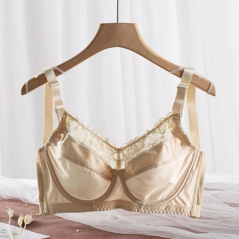 Underwear Women's Full Cup with Steel Ring on The Support To Prevent Sagging Large Size Chest Small Summer Ultra-thin Bra