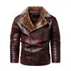 Nueva chaqueta de cuero para hombre con cremallera diagonal, chaqueta de hombre de PU con cuello de traje de polar inglés más caballero