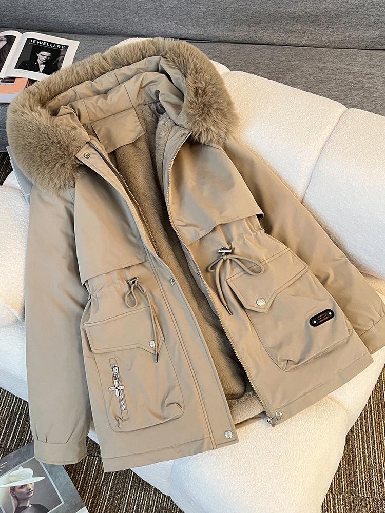 Women's Winter Parka: New Year Cotton Jacket with Large Fur Collar, Loose Fit, Thickened, Korean Style