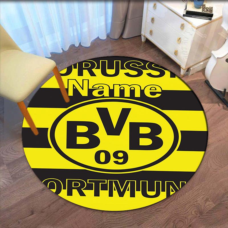 Brugerdefineret Navn Borussia Dortmund Printet Rund Tæppe Stol Tæppe Område Tæppe Entré Dørmåtter, til Kontorstol Stue Soveværelse Køkken Rum.