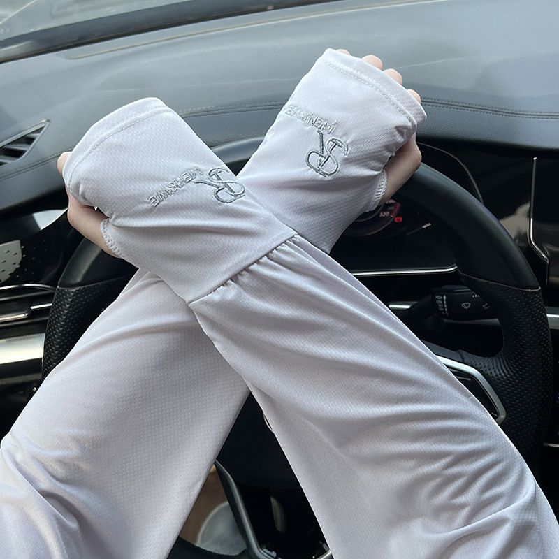 

Men s Summer Sun Protection Ice Sleeve Men s and Women s Ice Silk Hand Sleeves Outdoor Riding Sun Protection Arm Protection Extra Large Oversleeves 1 double [light gray] Loose/free size One size