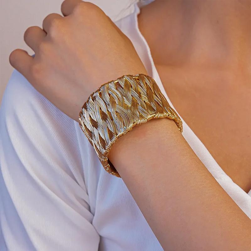 Punk Metal Bracelets For Women Men Geometric Cuff Bangles Personality Exaggerated Hand Jewelry
