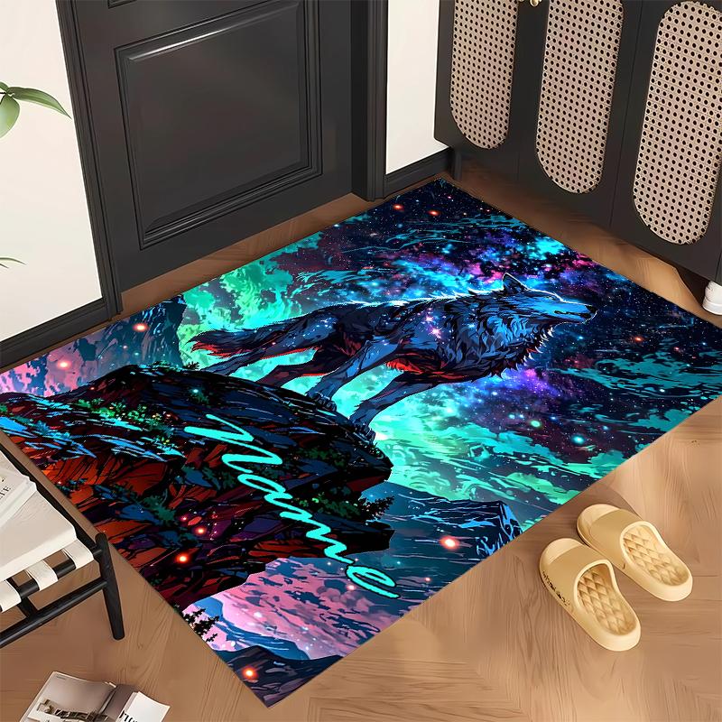 Fierce Wolf (1) Personalized Name Office Carpet Stylish Decor for Living Room Bedroom Kitchen