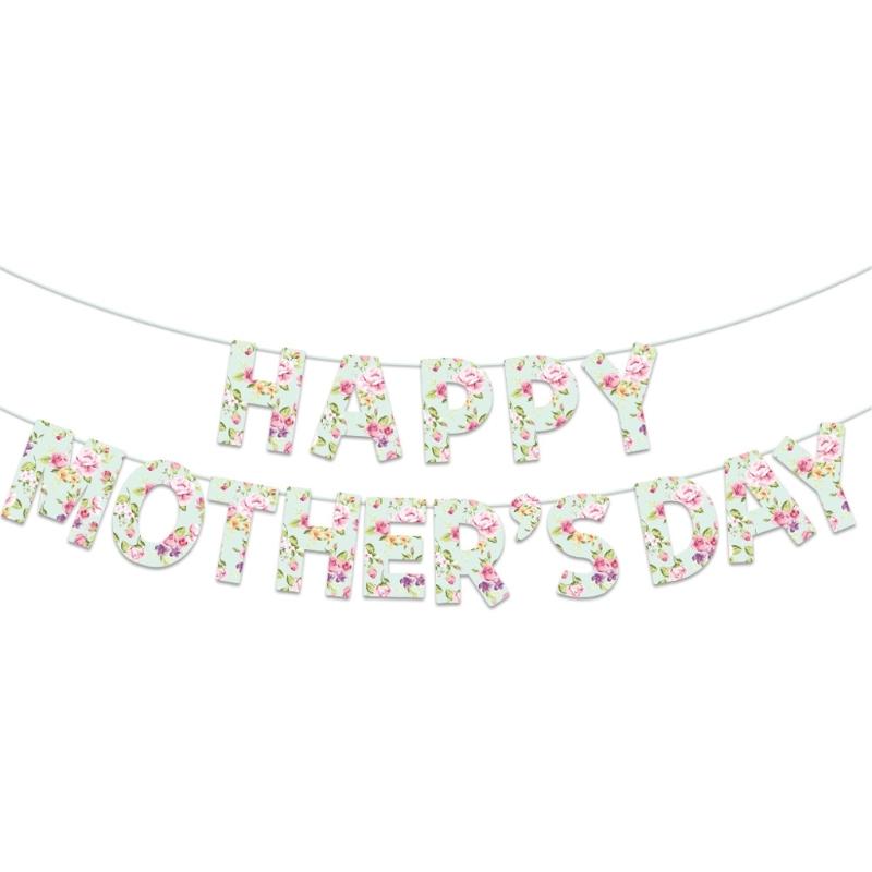 Happy Mother's Day Flag Mothers Day Party Decoration Bunting for Women Happy Mother's Day Celebration Flag Supplies