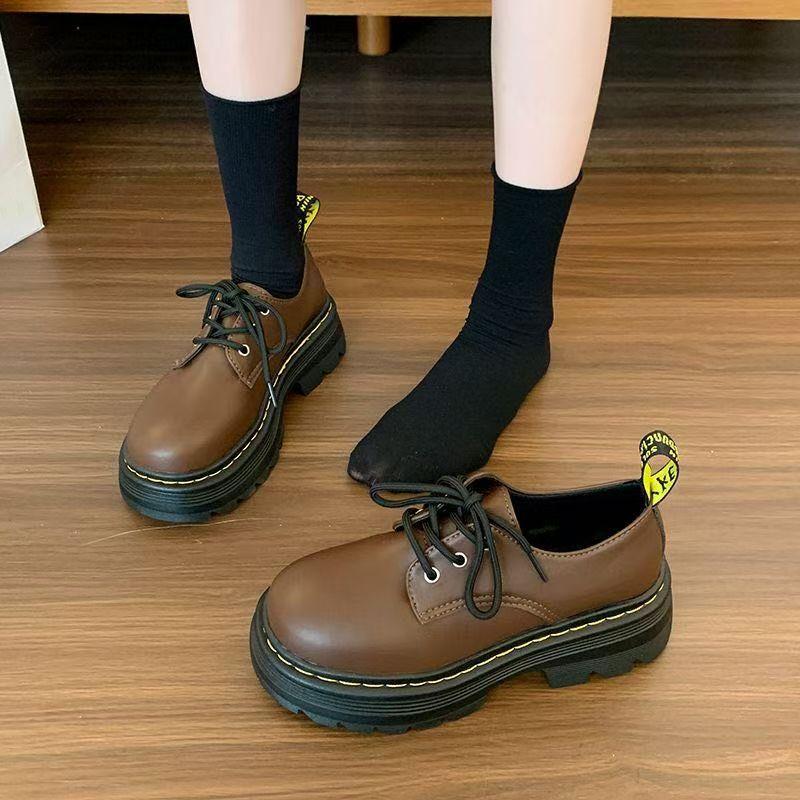 British style retro versatile heightening platform small leather shoes women's non-slip explosion college loafer single shoes 2025 new