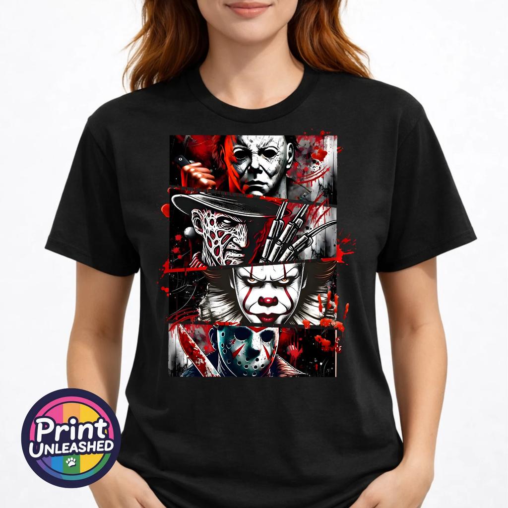 Horror Movie Graphic T-Shirt Jason Freddy IT Mens Halloween Tee Multiple Colours