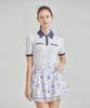 CHUCUCHU Puff Back Mesh Collar Short Sleeve T-Shirt (White) Cbfss-Ts004W