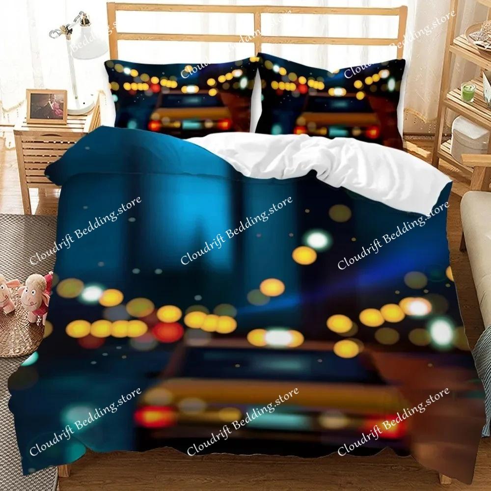 Race Car Duvet Cover Set King Queen Twin Size Red Flame Comforter Cover 3D Sport Car Theme for Boys Girl Polyester Bedding Set