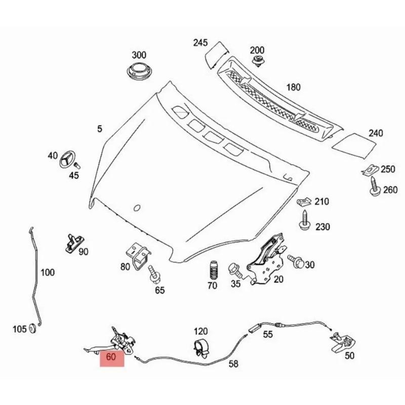 A1698800460 1698800460 Hood Lock Secure Bonnet Locking Mechanism Plastic Construction for W169 A200 A180 A170 A160 A150