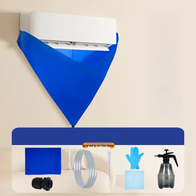 Air Conditioner Cleaning Kit: Water Collection Bag, Cover, Towel, Brush, Gloves & Pipe Protection - 4-in-1 Set.
