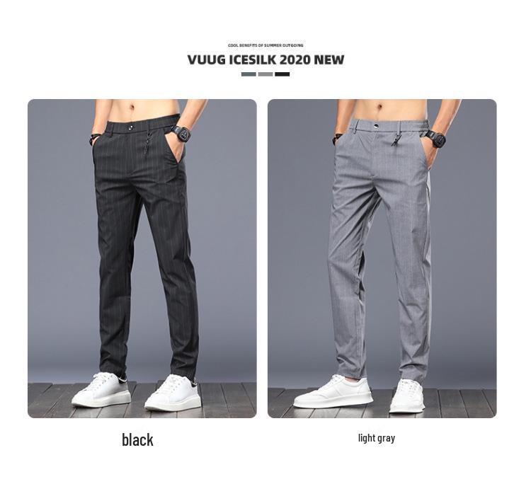Men's Casual Plaid Elastic Trousers - Korean Style