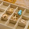 Bohemian Strand Goldfarben Ring Set für Damen Blume Muschel Seestern Muschel Türkis Stapelbarer Ring Sommerurlaub Schmuck Geschenk