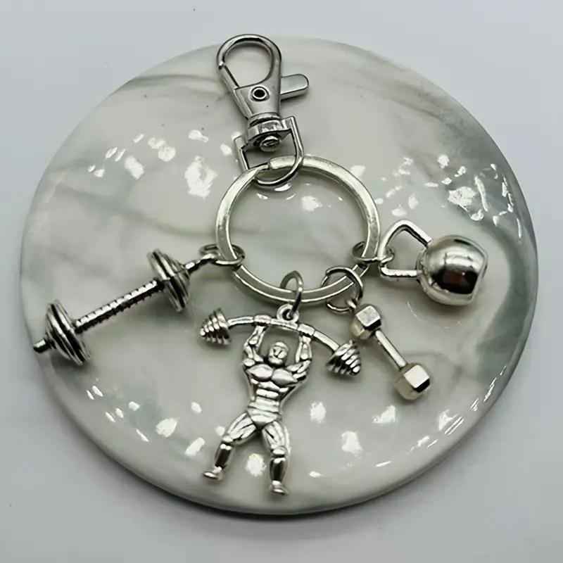 Men's Gym Keychain: Barbell, Dumbbell & Kettlebell Pendant