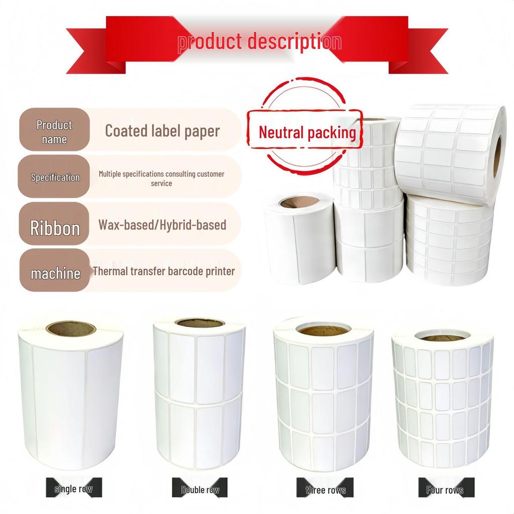 White Self-Adhesive Barcode Labels for Logistics - Large Roll for Printing
