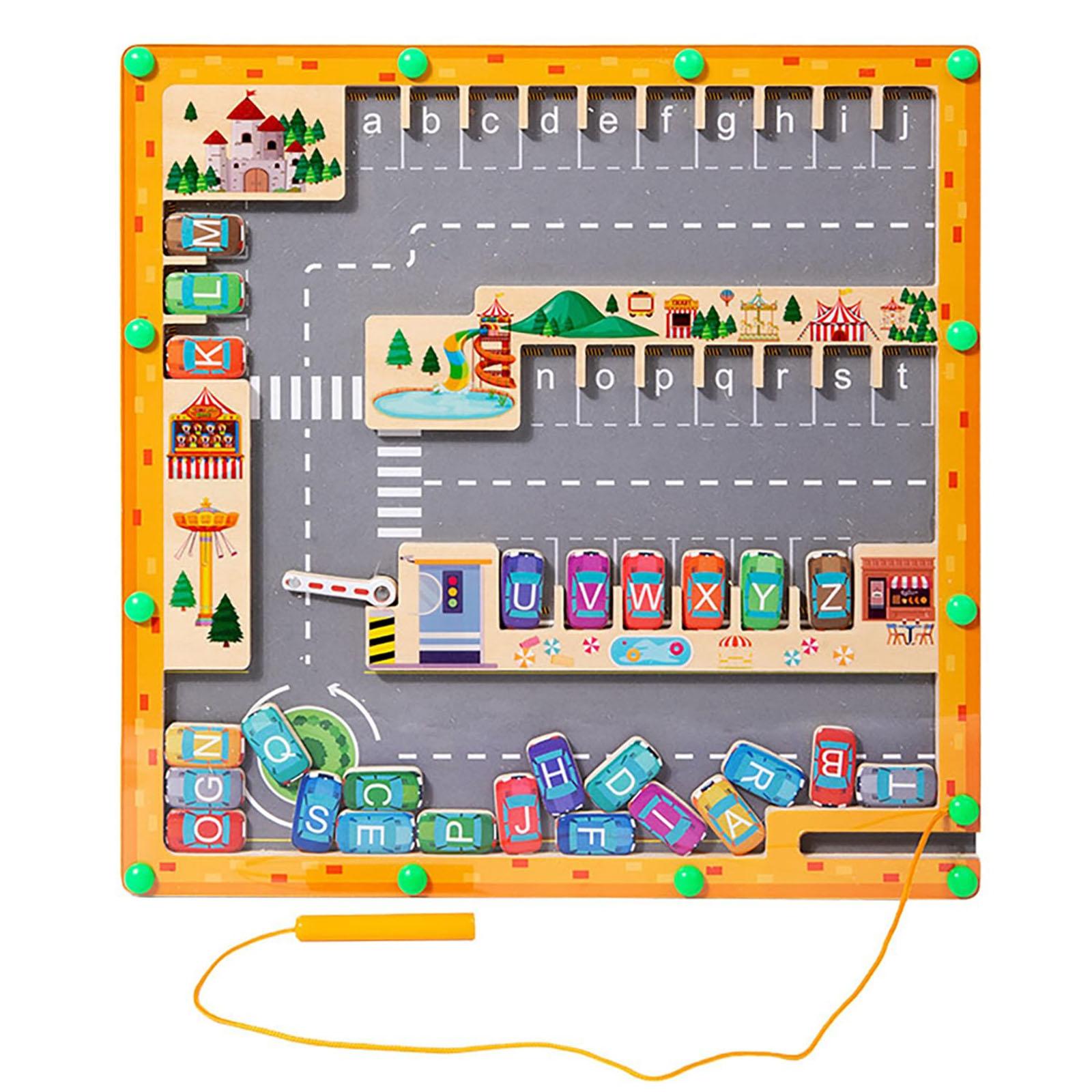 

Wooden Letter Matching Magnetic Parking Maze For Children s Handwriting Practice. One Size