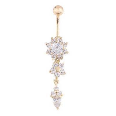 Křišťálový prsten Body Dangle Ball Barbell Bar Belly Button Navel Ring GD