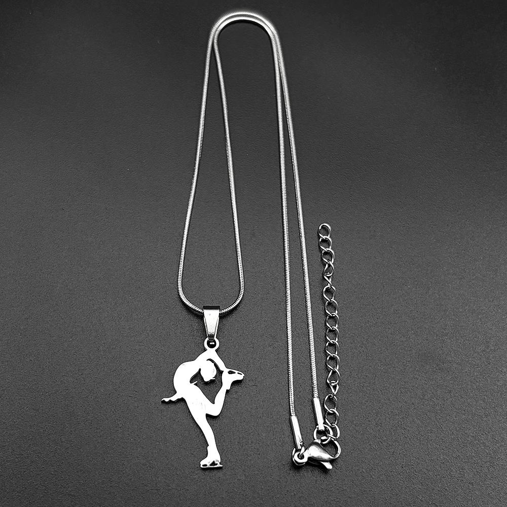 Rhythmic Gymnastics Figure Skating Chain For Women Men Stainless Steel Gold Color Art Dancing Girls Sports Necklace Jewelry Gift