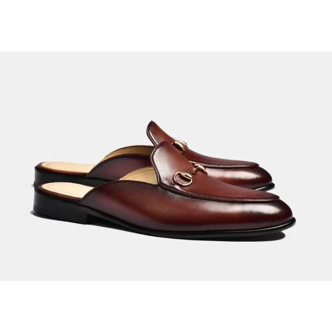 Men'S Pointed Movement Rear Empty Versatile Casual Sandals Leather Shoes Slippers