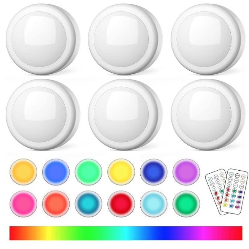 

16-цветный RGB прожектор с пультом дистанционного управления, подсветка для шкафа, подсветка для винного шкафа, сенсорная светодиодная лампа, окружающее освещение, умный светильник с датчиком