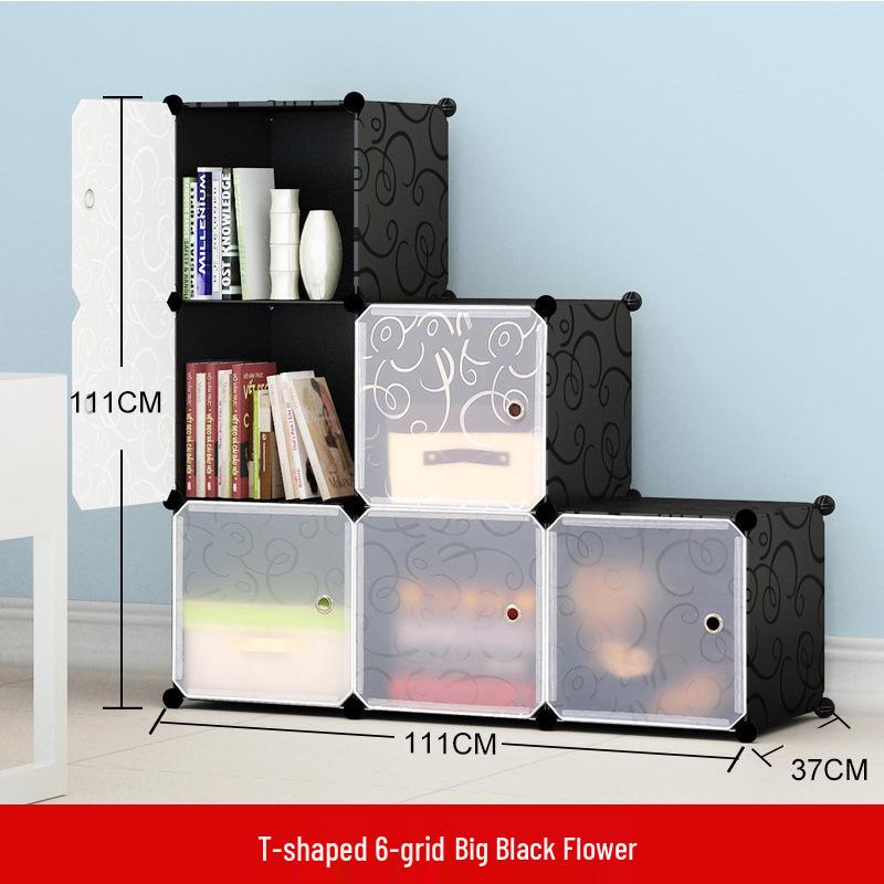 Modular Plastic Bookcase with Doors - Modern Simple Design
