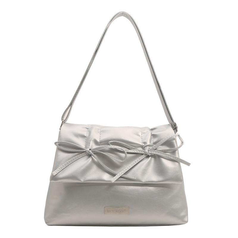Stylish Feminine Tote Bag With Large Capacity Butterfly Bow In White Pink Silver Black