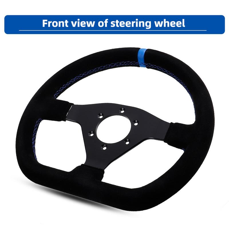 300mm Racing Steering Wheel Flat Suede Car Drift Pc Game Wheels Control Universal PCD-70mm