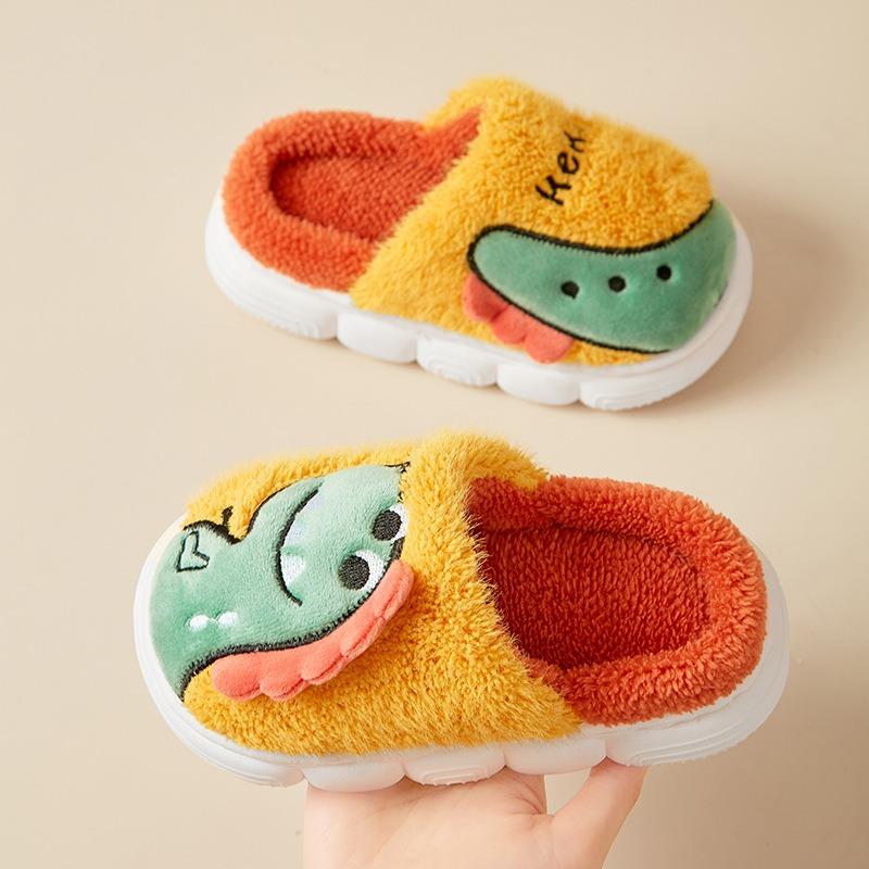 Kinderhausschuhe Indoor Baby Baumwollhausschuhe Herbst und Winter Mittel- und alte Kinder Dinosaurier Niedliche Kinderhausschuhe Mädchen Indoor Schuhe