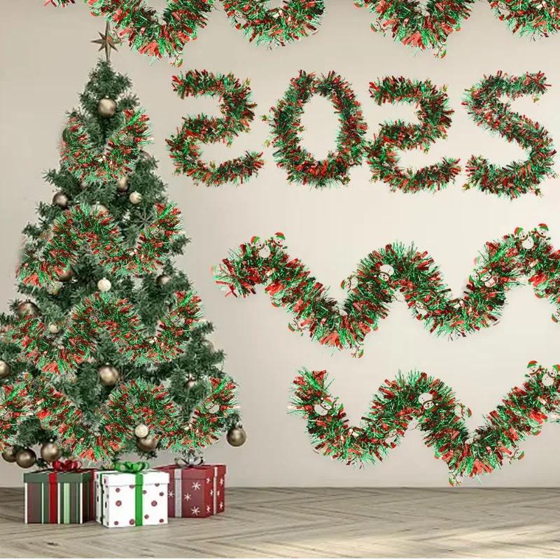 2/20M Christmas Color Ribbons Garland DIY Xmas Tree Wrapping Ribbons Snowman Bear Cane Garland Strips New Year Party Decoration