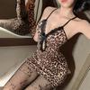 Sexy lingerie passion cute leopard print hip skirt uniform no-take clothing qqny914
