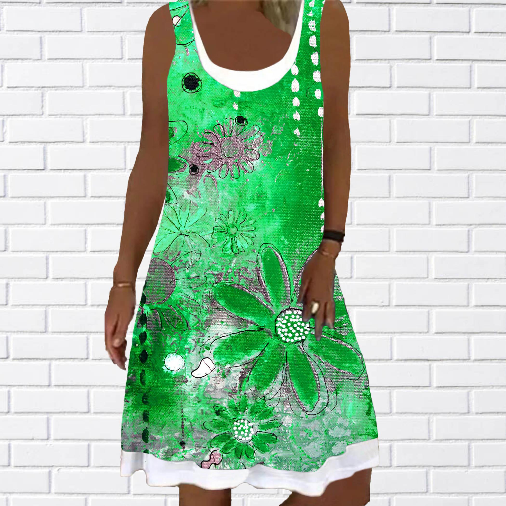 

Женское платье без рукавов с круглым вырезом и принтом вишни, платье больших размеров для женщин 2022 XS